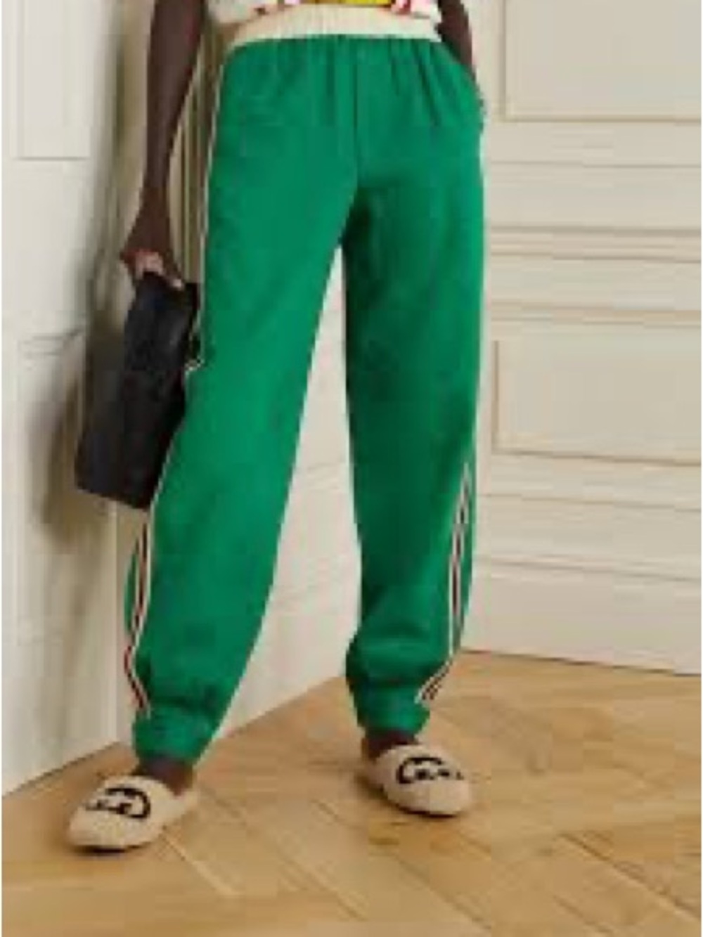 Gucci Green Straight Leg Track Pants with Web Stripe
